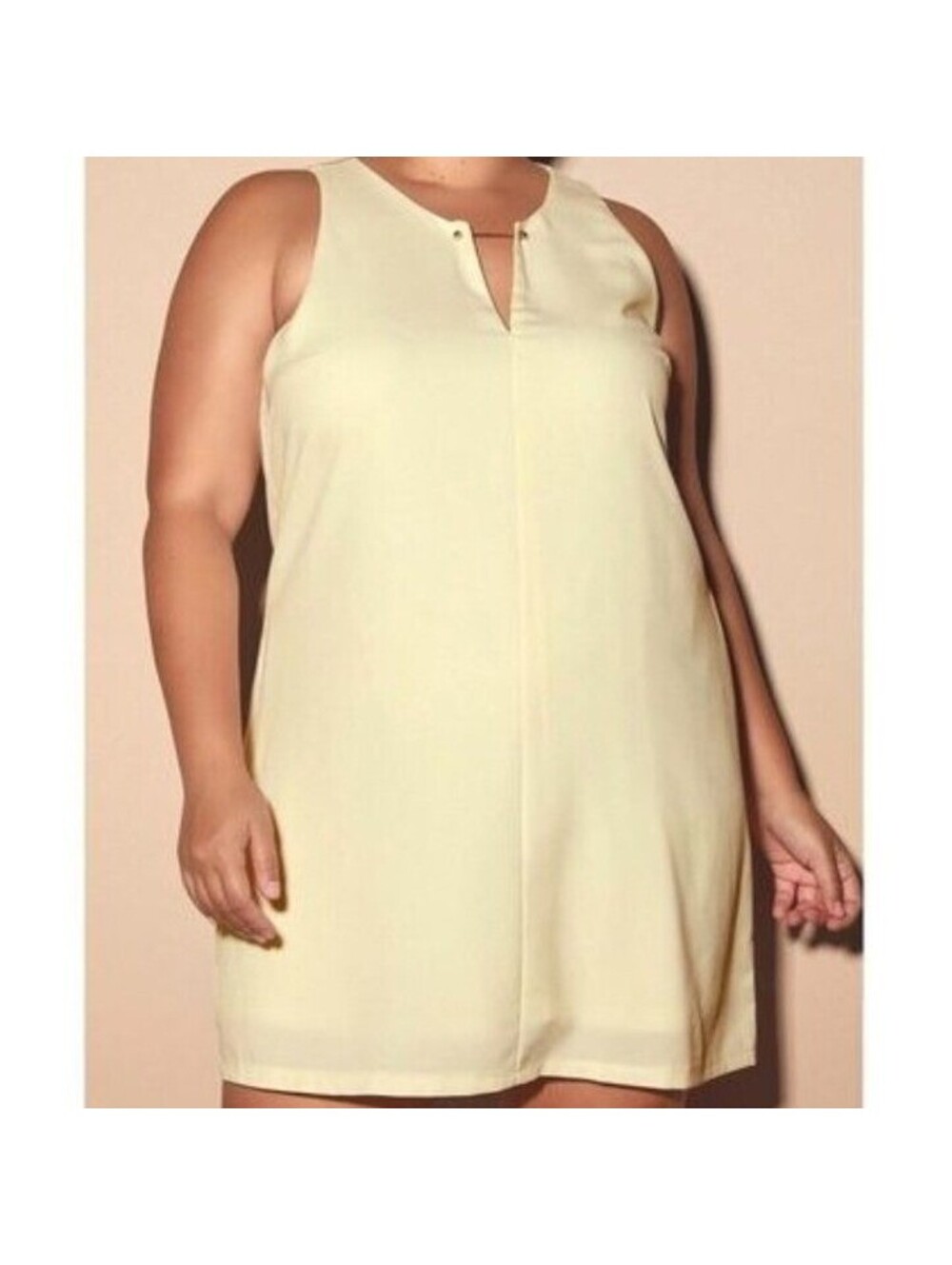 Lulus Cream Sleeveless Shift Dress Gold Bar Neckline D20592AL 2XL NWT